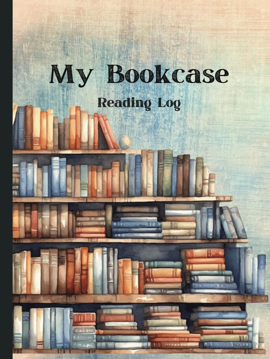 My Bookcase: Reading Log: 200 Book Review Journal | 8.5x11" Hardcover | Cover Vintage Blue