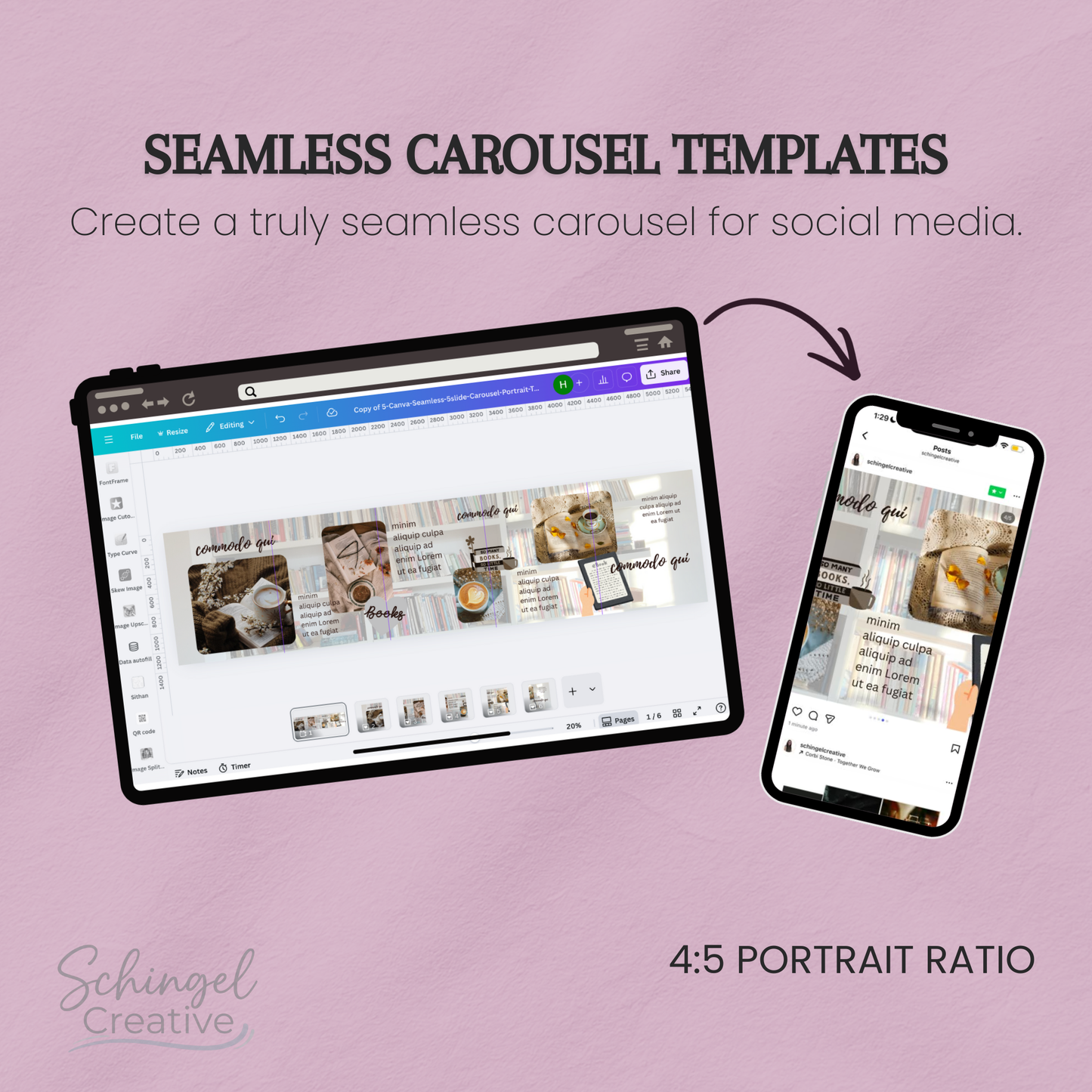 Cover slide of a Canva carousel template featuring bold typography and a modern layout for Instagram feed design.