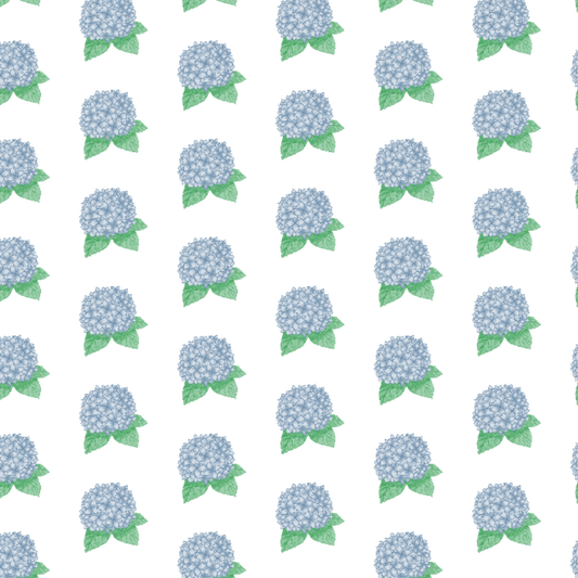 Close-up detail of hand-sketched hydrangea petals showing pencil texture and fine art botanical line work in dusty blue.