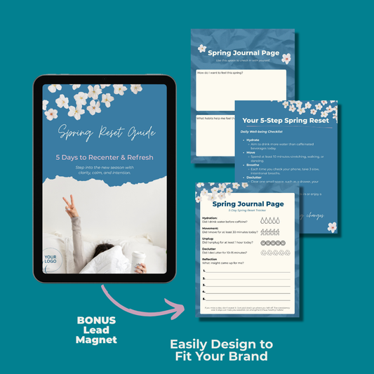 Printable Spring Reset Guide and checklist template for health coaches to use as a lead magnet or client resource.